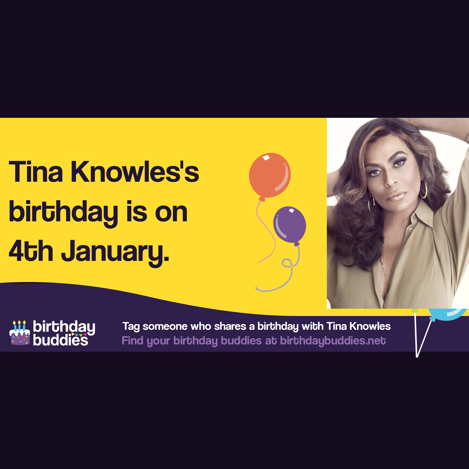 Tina Knowles's birthday is 4th January 1954