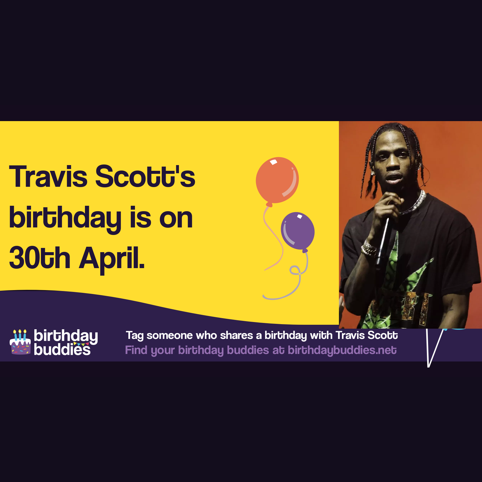 Travis Scott’s birthday is 30th April 1991