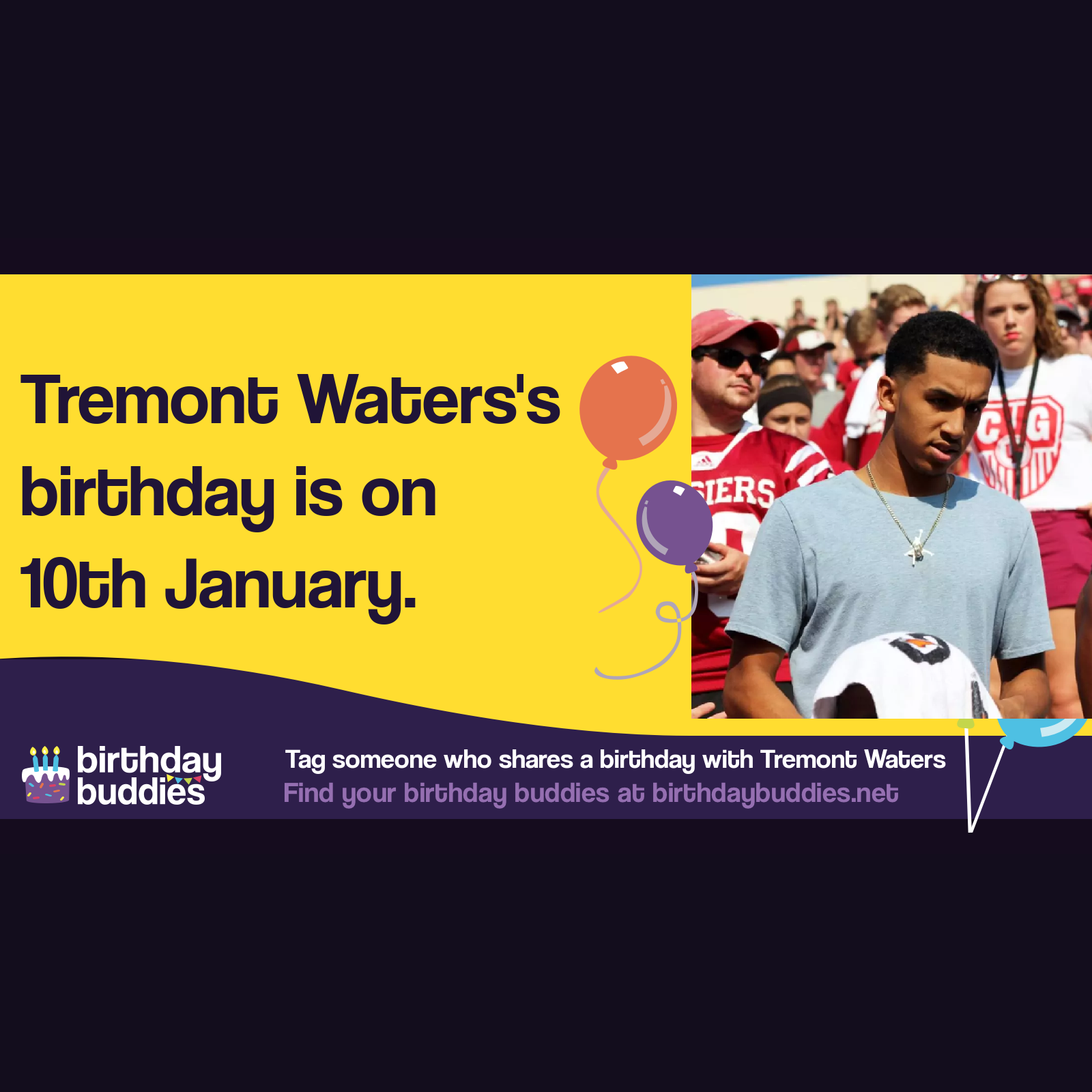 Tremont Waters's birthday is 10th January 1998