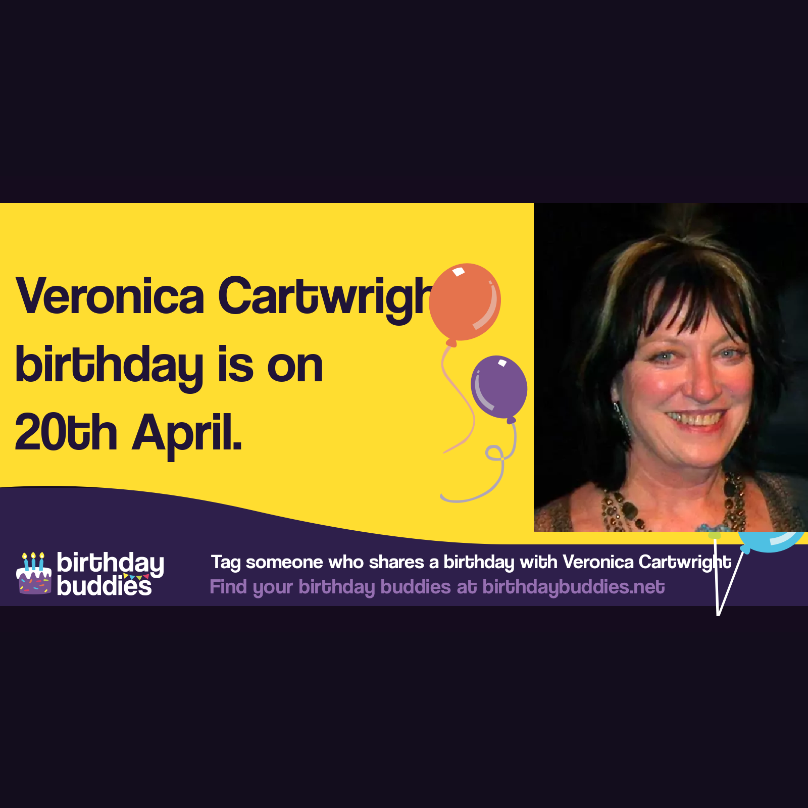 Veronica Cartwright’s birthday is 20th April 1949
