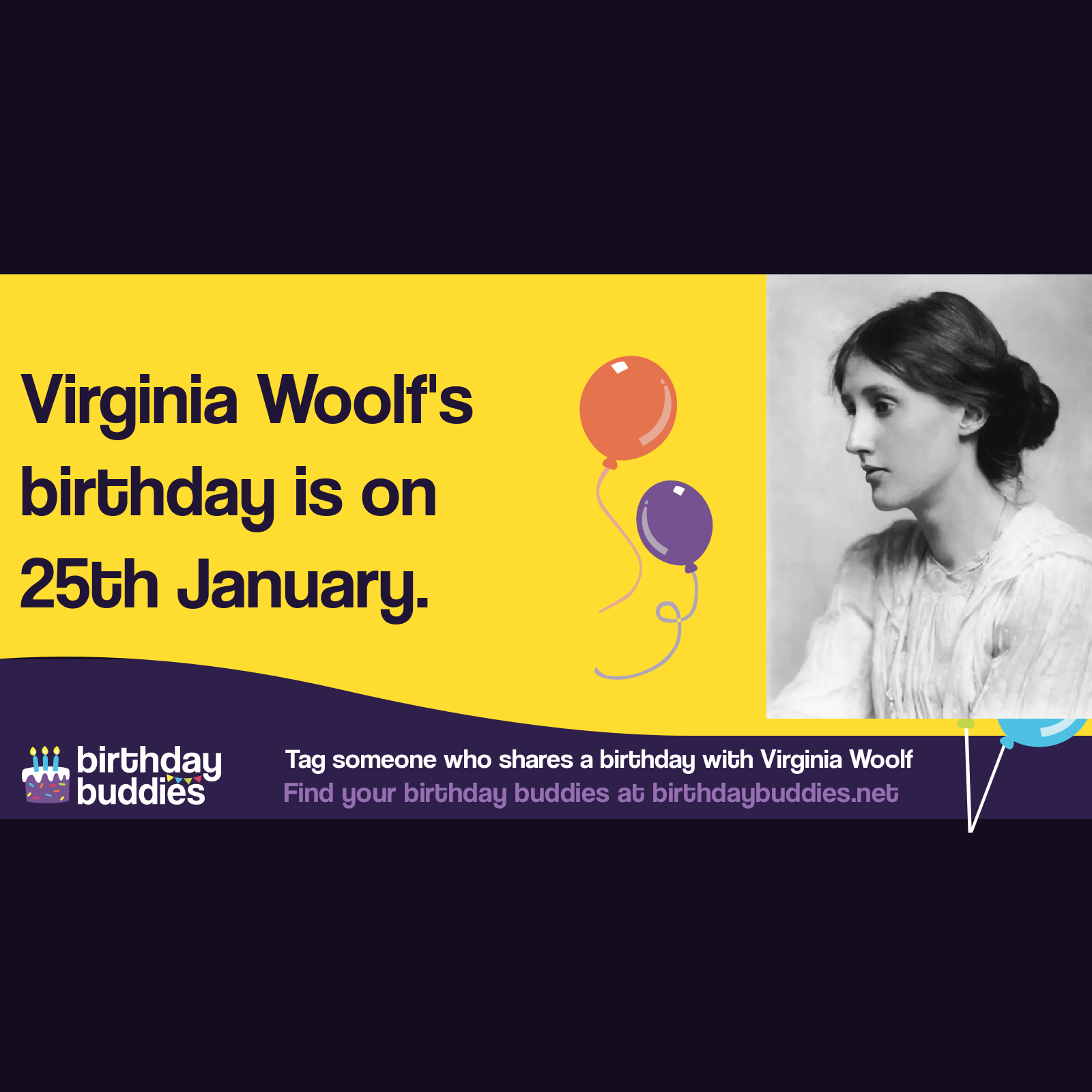 Virginia Woolf's birthday was 25th January 1882