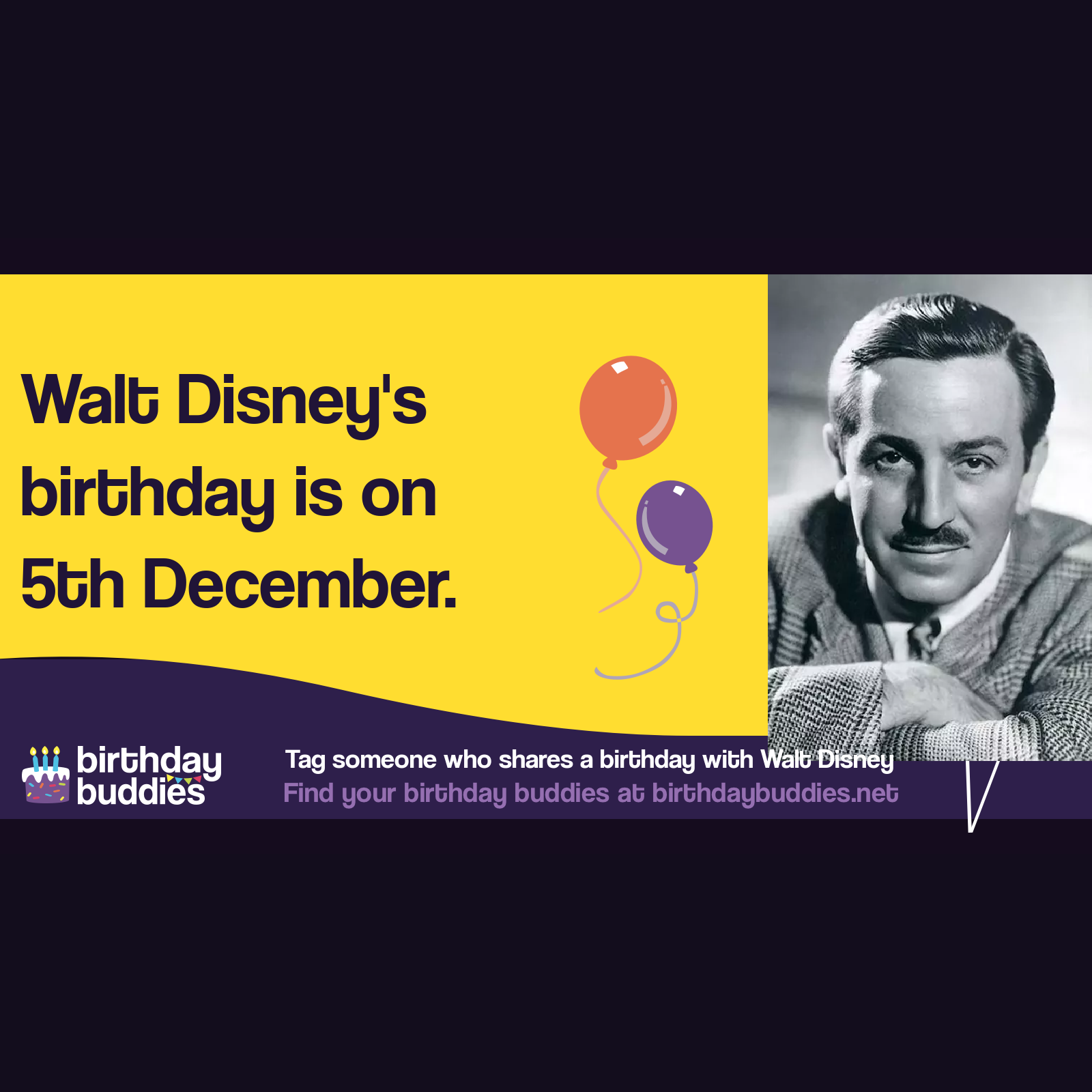 Walt Disney’s birthday was 5th December 1901