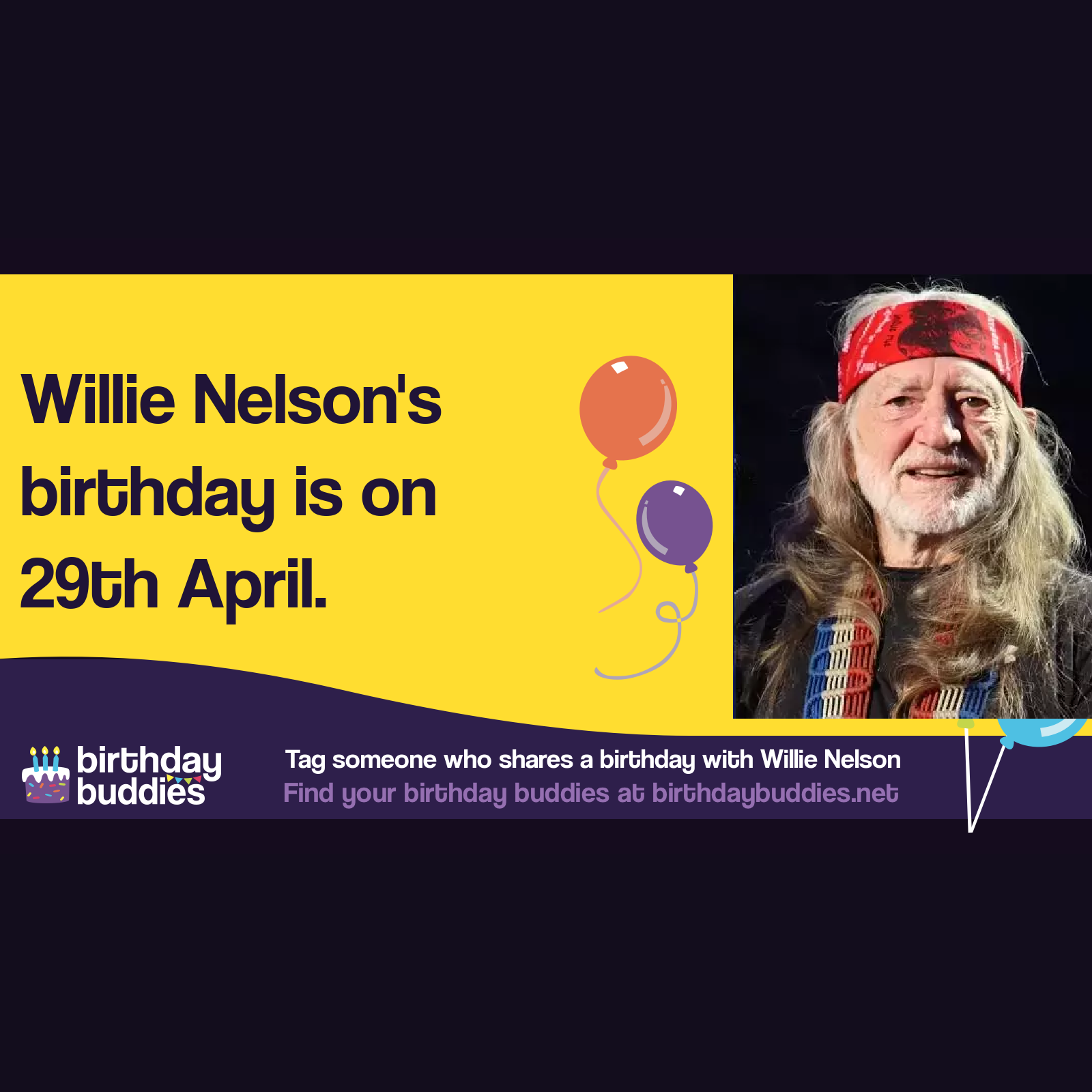 Willie Nelson's birthday is 29th April 1933