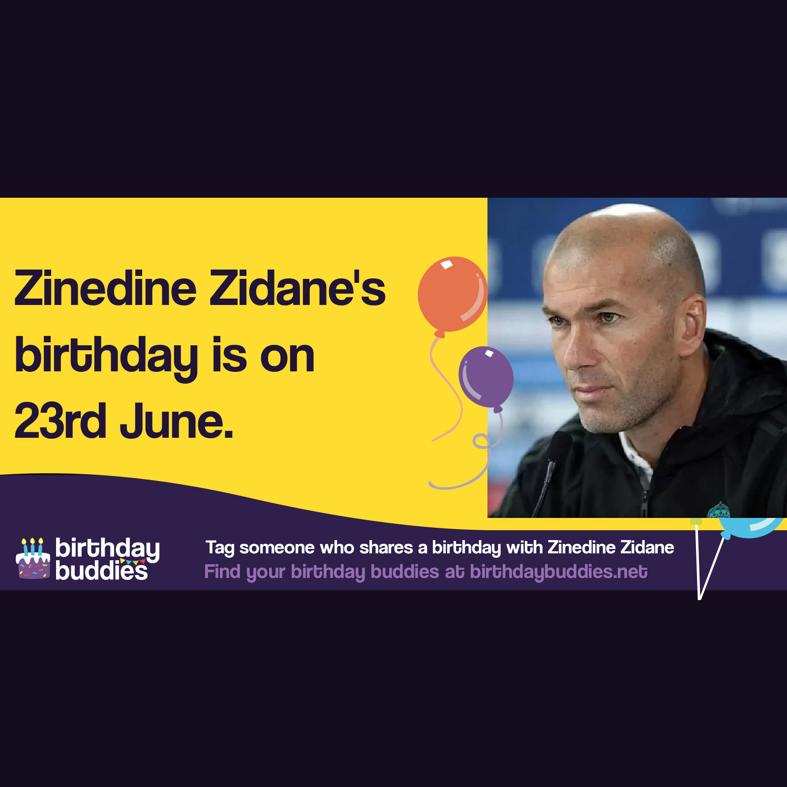 Zinedine Zidane’s birthday is 23rd June 1972